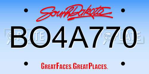 BO4A770 South Dakota License Plate