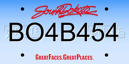 BO4B454 South Dakota License Plate