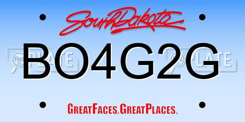 BO4G2G South Dakota License Plate