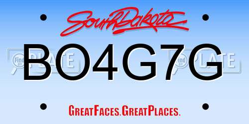 BO4G7G South Dakota License Plate
