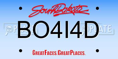 BO4I4D South Dakota License Plate