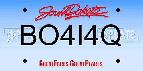 BO4I4Q South Dakota License Plate