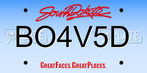BO4V5D South Dakota License Plate