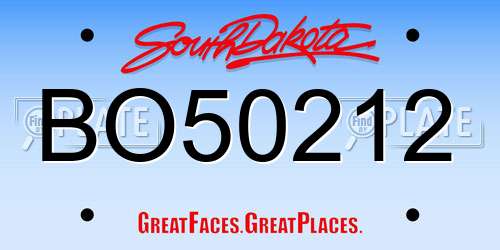BO50212 South Dakota License Plate