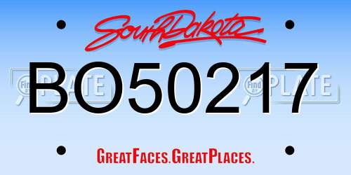 BO50217 South Dakota License Plate