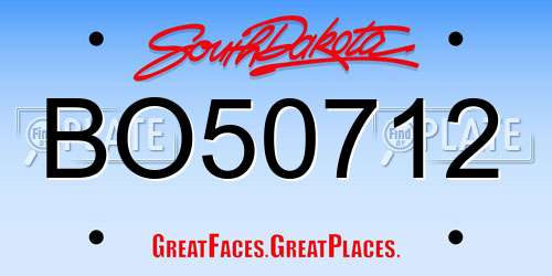 BO50712 South Dakota License Plate