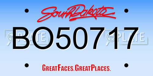 BO50717 South Dakota License Plate