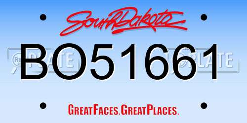 BO51661 South Dakota License Plate