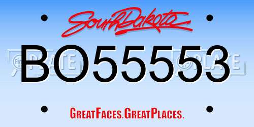 BO55553 South Dakota License Plate