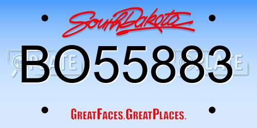 BO55883 South Dakota License Plate