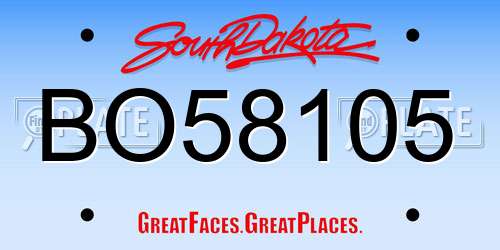 BO58105 South Dakota License Plate