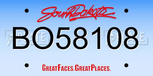 BO58108 South Dakota License Plate