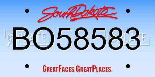 BO58583 South Dakota License Plate