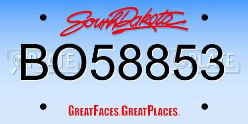 BO58853 South Dakota License Plate