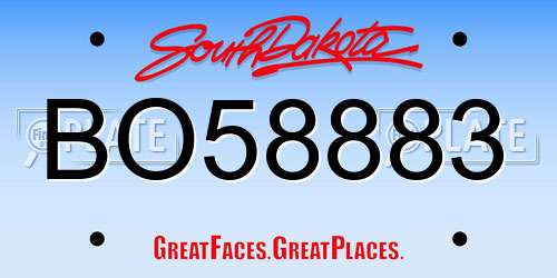 BO58883 South Dakota License Plate