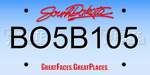 BO5B105 South Dakota License Plate