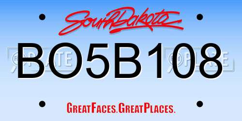 BO5B108 South Dakota License Plate