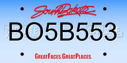 BO5B553 South Dakota License Plate
