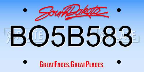 BO5B583 South Dakota License Plate