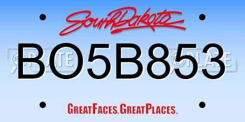 BO5B853 South Dakota License Plate