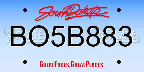 BO5B883 South Dakota License Plate