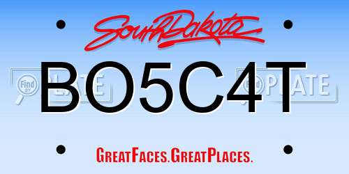 BO5C4T South Dakota License Plate