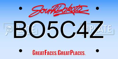 BO5C4Z South Dakota License Plate