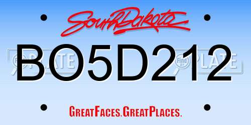 BO5D212 South Dakota License Plate