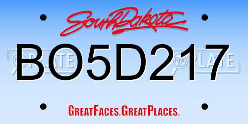 BO5D217 South Dakota License Plate