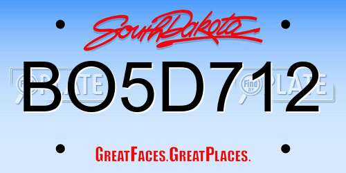 BO5D712 South Dakota License Plate