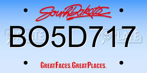 BO5D717 South Dakota License Plate