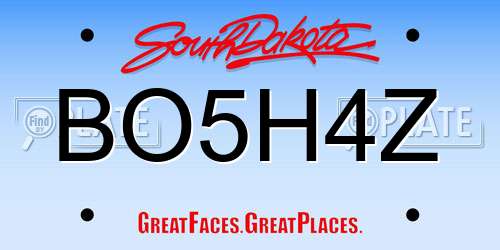 BO5H4Z South Dakota License Plate