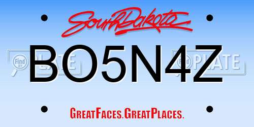 BO5N4Z South Dakota License Plate