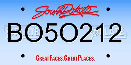 BO5O212 South Dakota License Plate