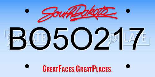 BO5O217 South Dakota License Plate