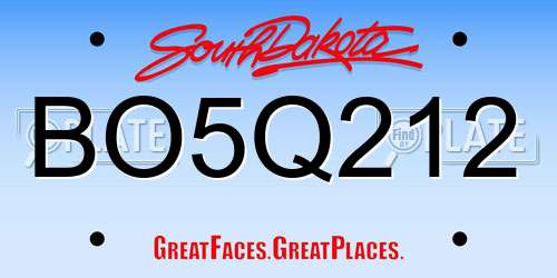 BO5Q212 South Dakota License Plate