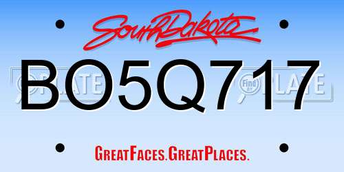 BO5Q717 South Dakota License Plate