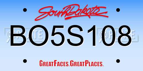 BO5S108 South Dakota License Plate