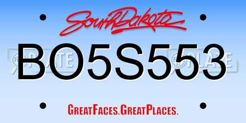 BO5S553 South Dakota License Plate