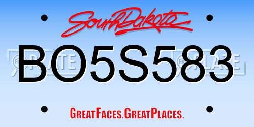 BO5S583 South Dakota License Plate