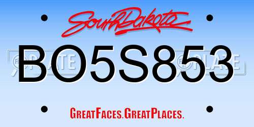 BO5S853 South Dakota License Plate