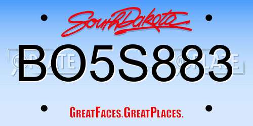 BO5S883 South Dakota License Plate