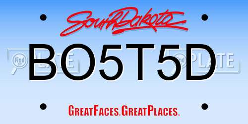 BO5T5D South Dakota License Plate