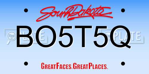 BO5T5Q South Dakota License Plate