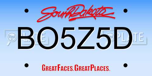 BO5Z5D South Dakota License Plate