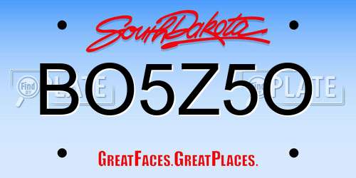 BO5Z5O South Dakota License Plate