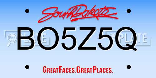 BO5Z5Q South Dakota License Plate