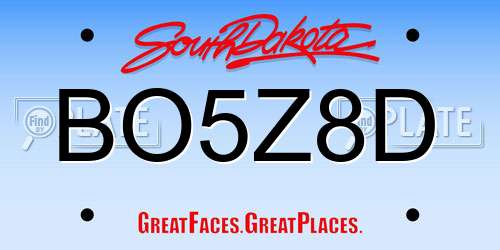 BO5Z8D South Dakota License Plate