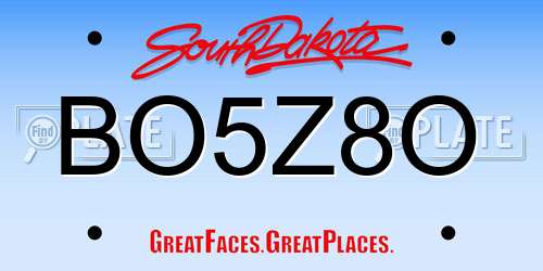 BO5Z8O South Dakota License Plate
