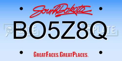 BO5Z8Q South Dakota License Plate